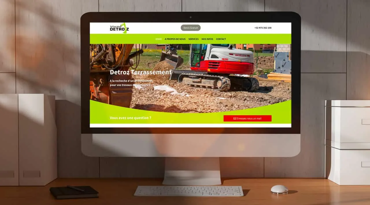 Aperçu du projet Création du site internet de Terrassement Detroz à Ambly