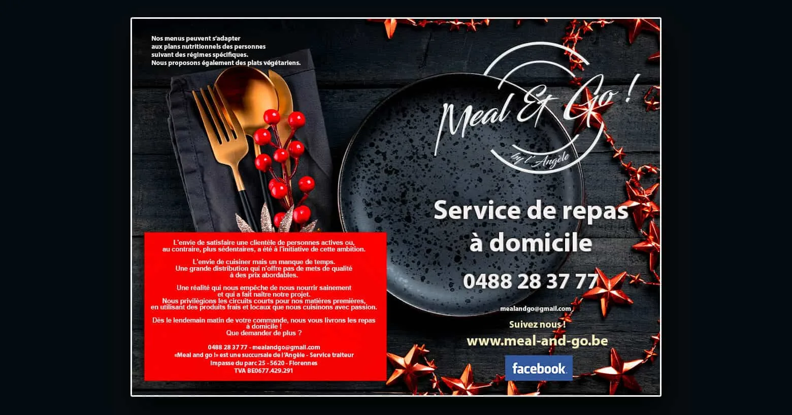 Réalisation du visuel du menu du mois de Meal and Go