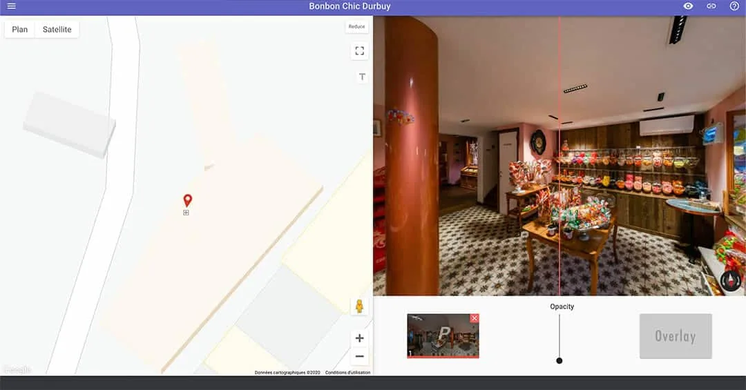 Création de la visite virtuelle de la boutique Bonbon Chic à Durbuy