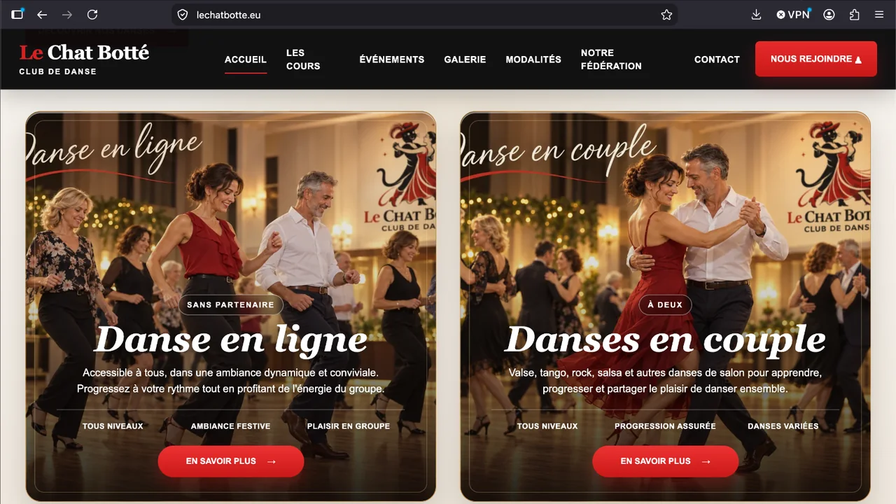 Site du club de danse Le Chat Botté